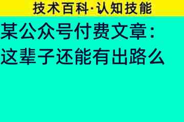某公众号付费文章：这辈子还能有出路么83362-9
